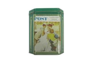 China Metal Candy Storage Box , Hexagon Shaped Boxes For Tea Storage Color Printing factory