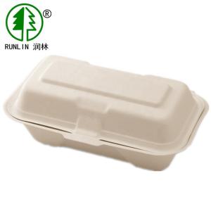 China Plant Fiber White Bagasse Clamshell Box Biodegradable Microwavable Food Containers on sale