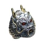 Sterling Silver Brass 2 Tone Dragon Head Engraved Vintage Ring for Men(059118)