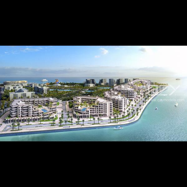 HandCraft Scale 3D Print Architectural Model Doha Les Vagues RéSidence 1/250