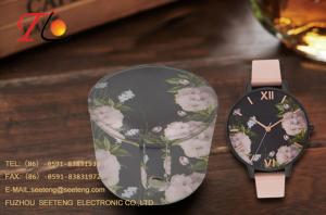 China flower watch with pu leather band fashion watch for ladies with a pu flower design box factory