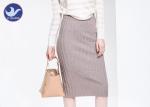 Ribbed Back Slit Womens Knit Skirt Pencil Fitted Back Opening Wrap Middle Size