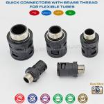 Nylon 6 Quick Connectors (Joints, Fittings) black RAL9005 c/w Metal Male Thread