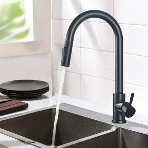 China Black Stain Resistance Stainless Steel Kitchen Faucet Laser Logo factory