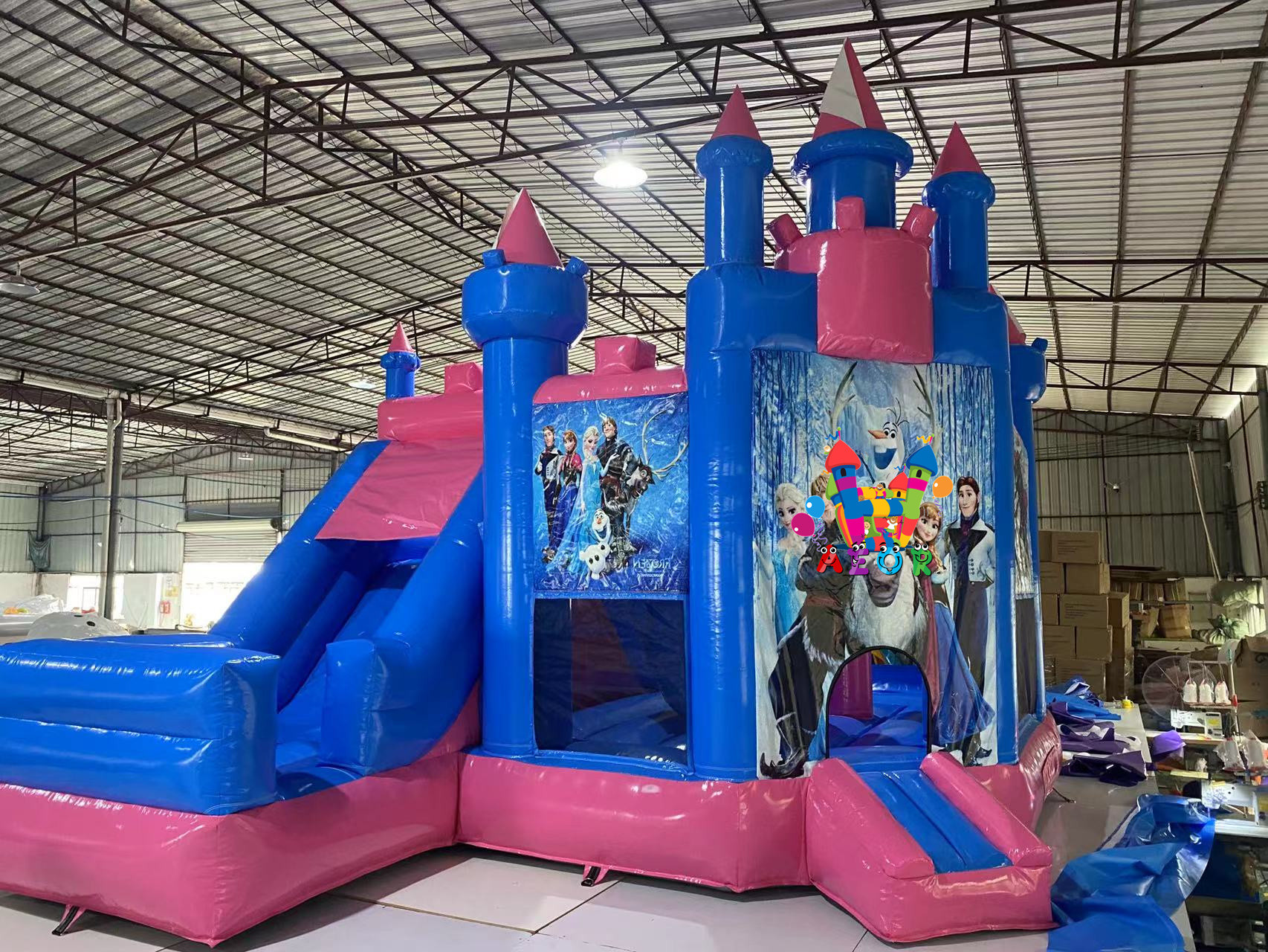 5x4m Inflatable Combo Bouncer Commercial Dry Slide Combo Bouncy Frozen Jumping Castle
