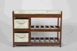 Walnut Classical Modern Wood Furniture Shoe Storage Bench Seat With 2 Fabric