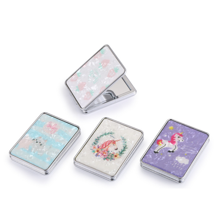 Foldable Round Dual Sided Compact Cosmetic Pocket Mirror With 1X/2X Magnification