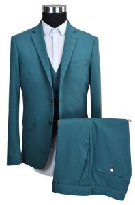 China Deep Green Tailored Mens 3 Pieces Suit Office Business Breathable Anti Wrinkle factory
