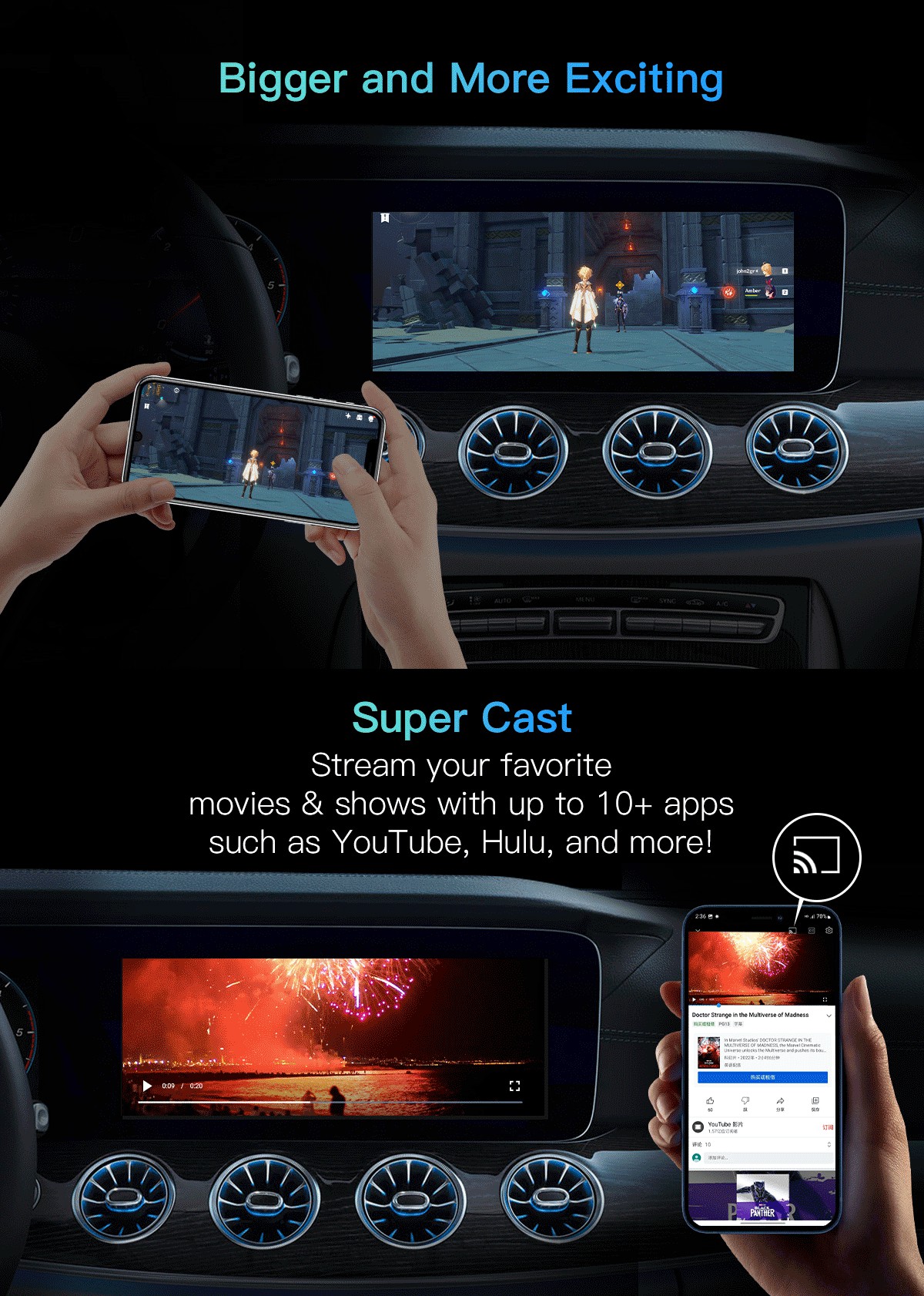 Qualcomm's QCM6125 8-core CPU Wireless CarPlay Ai Box for Netflix YouTube 4G 64G LTE GPS
