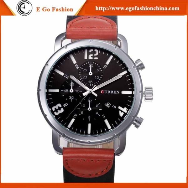 Fashion Business Men's Watch Stainless Steel Leather Band Top Brand CURREN