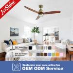 1stshine LED Ceiling Fan with Antique Brass and Solid Wood Dimmable 3 Color LED