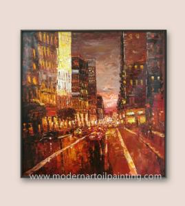 China Cityscape Palette Knife Oil Painting Modern Street Oil Paintings For Decoration factory