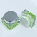 15g 30g 50g Square Cosmetic Jars Green Clear Acrylic Jars Luxury For Face Cream