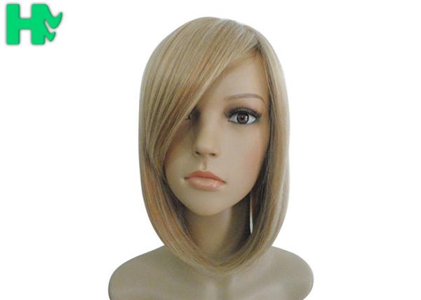 Short Straight Top Closure Synthetic Hair Pieces High Temperature Fiber Blond