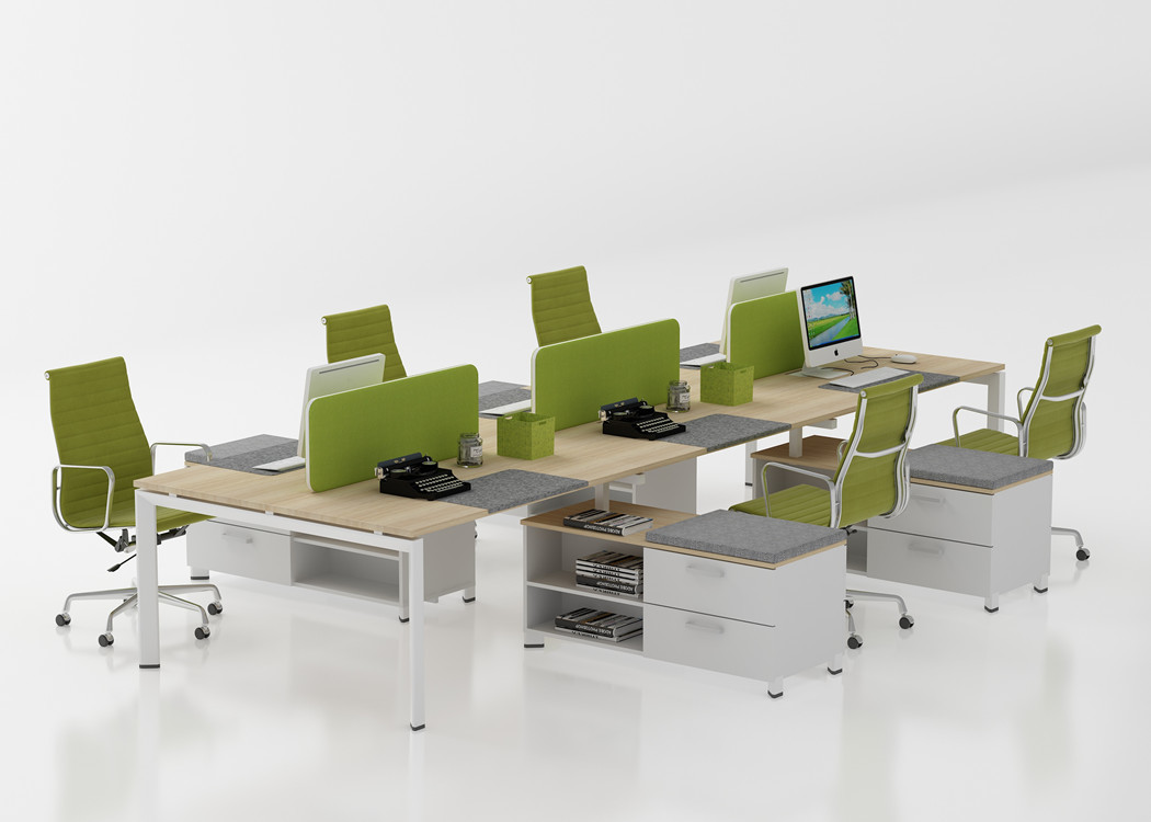 Maple Color Wooden Office Workstation Desk Furniture Melamine Partition 6 Person