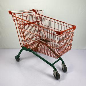 China 210L Customized Metal Supermarket Shopping Trolley European Type Red And Green Color factory