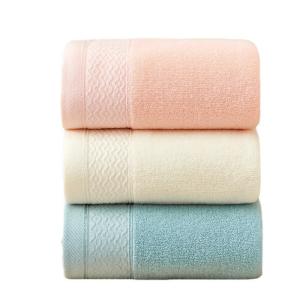 China Custom Logo YARN DYED 100% Cotton Bath Towel for Adult in Hot Pink Blue and Yellow factory
