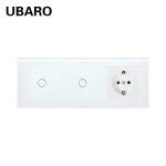 Type 228 2 Gang Wall Mounted Tempered Glass Panel Switch Socket Combination