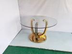Minimalist Gold Stainless Steel Base Dining Table With Glass Top