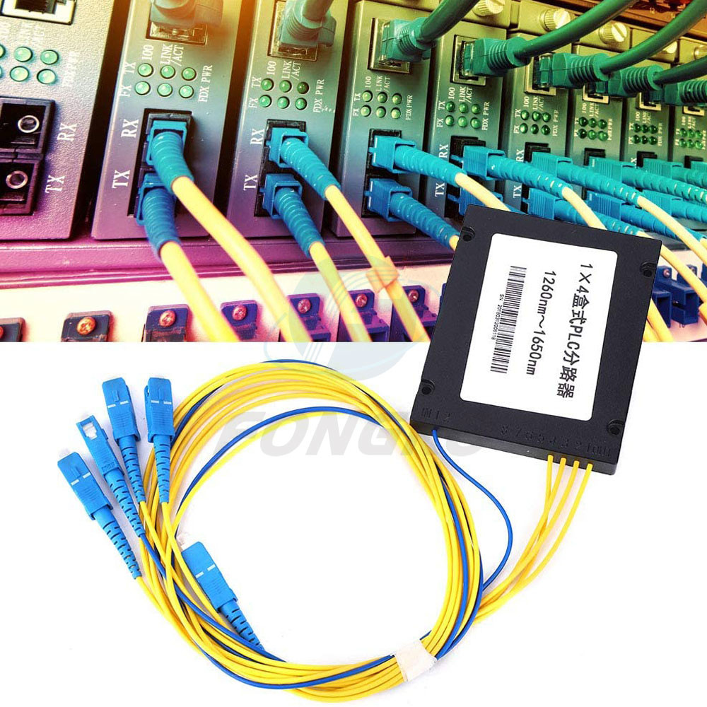 4 Way SC UPC Plc Optical Fiber Optic Couplers And Splitters 1x4