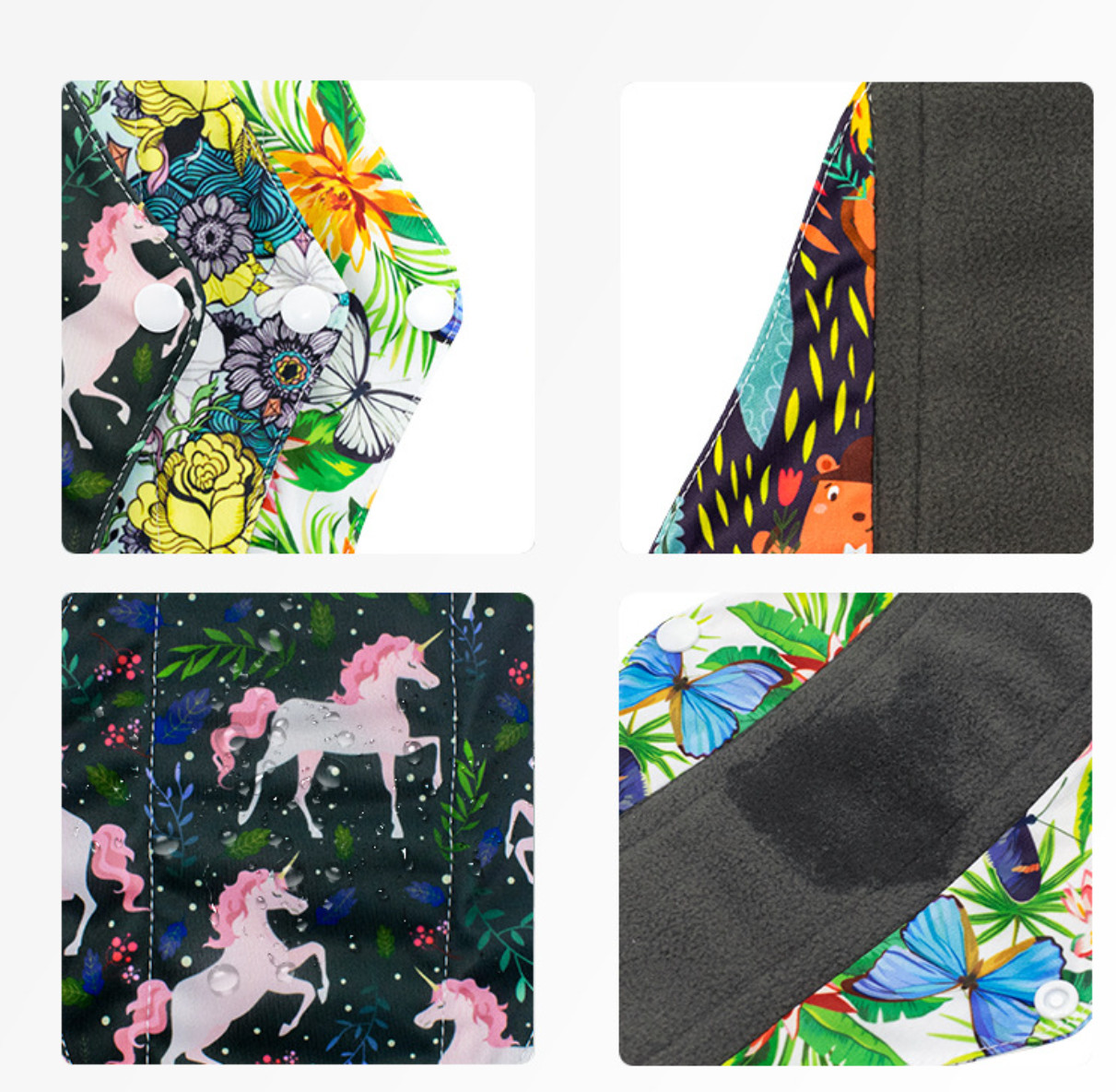 Bamboo Charcoal Reusable Menstrual Cloth Pads Sanitary Washable Cloth Absorbency