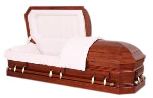 China Luxury Design Wooden Caskets Crepe Interior 30 Days Delivery Time SGS factory
