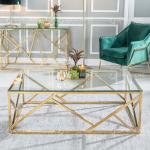 Rectangle 130x70x45cm SS Coffee Table Scratch Resistance Tempered Glass Top