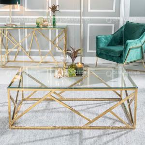 China Rectangle 130x70x45cm SS Coffee Table Scratch Resistance Tempered Glass Top factory