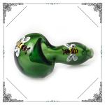 Mini Glass Hand Pipe Honeybee Pattern , 4 Inch Tobacco Recycling Hookah Tube