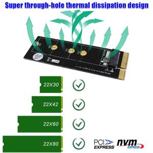 China NGFF(M.2) Nvme M Key SSD To PCI- E 4X Adapter With Heatsink(Vertical Installation) factory