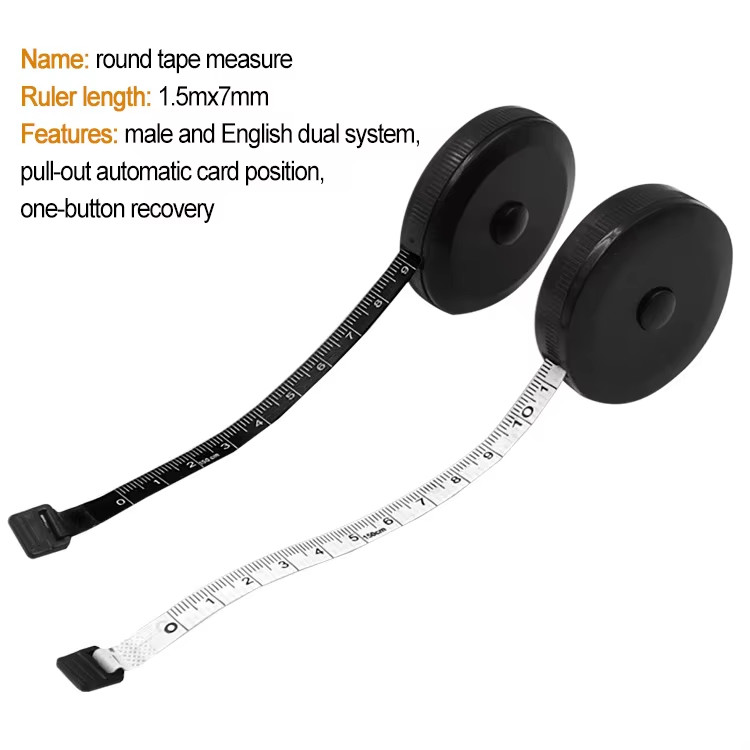Wintape 1.5m Black Soft Measuring Tape Body Tailor Tape Ruler Measure Fabric Double Scale Mini Sewing Retractable Tool