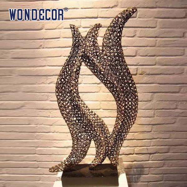 Small metal art decoration abstract hollow geometric shape stainless steel