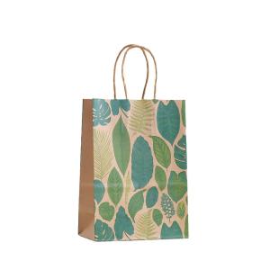 China Gravnre Printing Green Plant Paper Bag for Food Snacks Packaging Mori Party Gift Bag factory