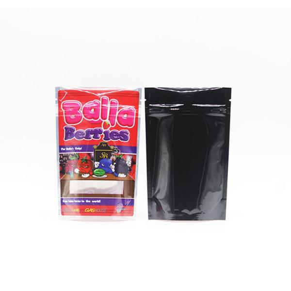 China Weed Bag Three Side Sealed Open Window Aluminized Bag With Child Proof Zippe Holographic Printing For Packaging weed factory