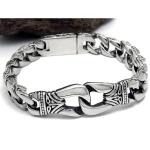 Antique Men's Titanium Stainless Steel Curb Link Chain Buckle Bracelet 8.5