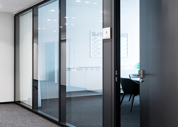 108mm Framed 5+5mm Double Glass Partition Wall Pre-assemble Easy Install Heightening Solid Panel + Glass