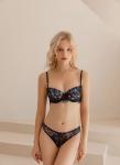 Retro Printed Ladies Underwear Sets Smooth Gathered Sexy Lace Bras