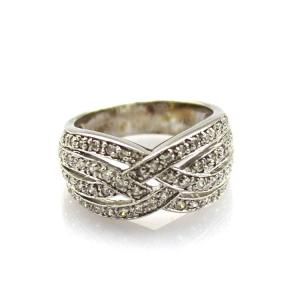 China Sterling Silver Pave Cubic Zircon Crossover Band Ring(SRJ-398) factory