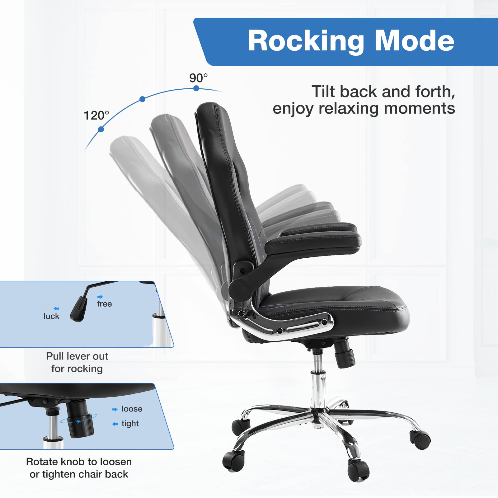3 Gas Lift Ergonomic Office Chair with Padded Flip-up Armrests and Customized Color