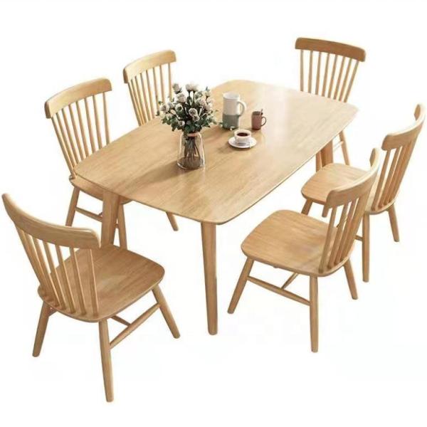 Nordic Solid Wood Dining Table and Chair Combination for Simple Modern Eco