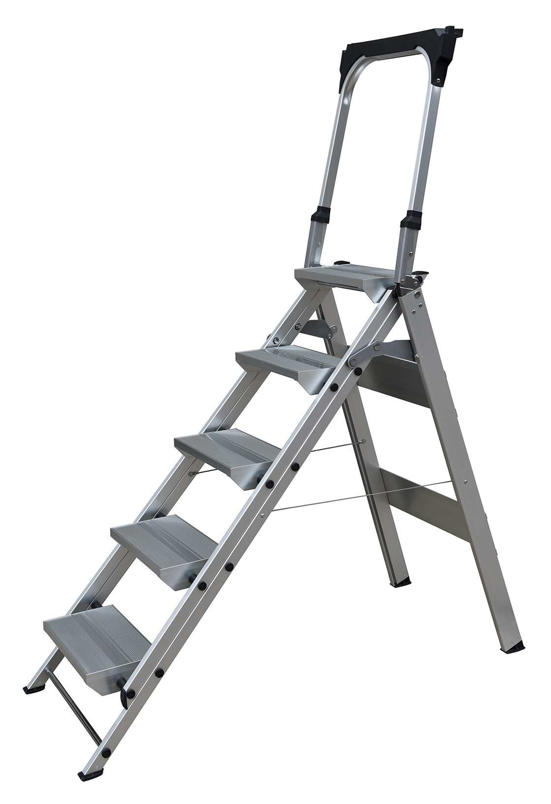 5 Steps Domestic Aluminum Step Ladders Stool with Handle and Tool Tray