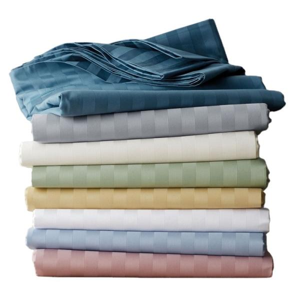 Thread Count 300tc 100%COTTON Stripe Satin Bedding Sheet Set for Luxury 5 Star