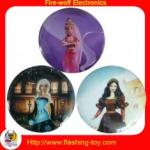 round / square / heart shaped Mini 3D Flashing Badges (tin, plastic, metal)