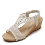BS150 Wedge Heel Sandals Women'S Summer New Fashion Elastic Band Mid-Heel Fish