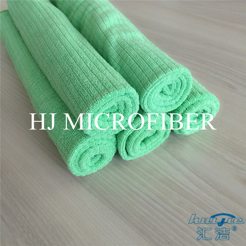 Green Color Weft Knitted 80% Polyester 20% Polyamide Small grid shaped cleaning cloth towel
