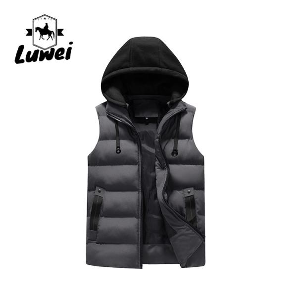 Men Sleeveless Bubble Hooded Padded Warm Utility Puffer Vest Men Hoodie Vest