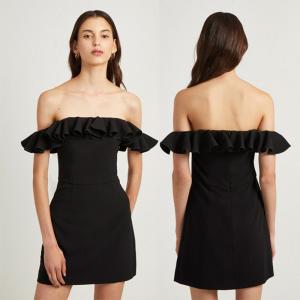 China Fashion Black Off Shoulder Dress Sexy Ladies Ruffle factory