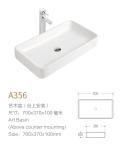 Narrow Bathroom Sink 24 Inch 700mm Countertop Basin Large Outdoor Vessel