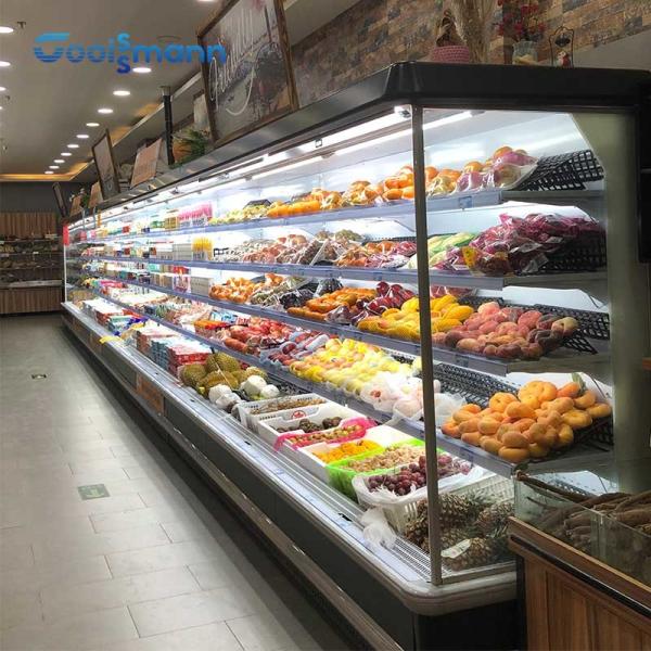 China Refrigerator Open Display Chiller Merchandiser With Anti - Collision Strip factory