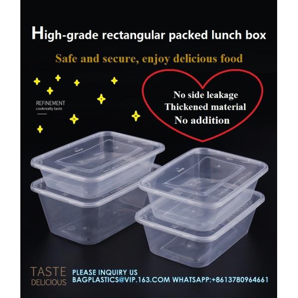 500 Ml Disposable Lunch Box Rectangular Bento Transparent Plastic Tableware